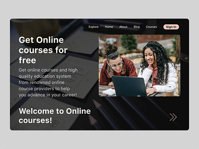 Online Course Platform Landing page branding design typography ui