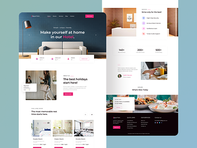 Hotel Room Booking Landing Page UI Design clean client colorful hotel app hotel guide hotel web hotel website inspiration landing page minimal nature travel travel agency travel packages trip planner ui web design webdesign website website design