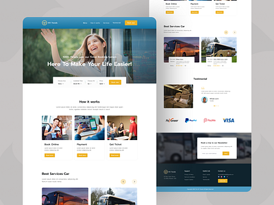 Bus Ticket Booking Landing Page UI Design booking branding bus ticket creative design flight hotel journey landing page platform templates ticket ticket booking travel trending design typography web web design website