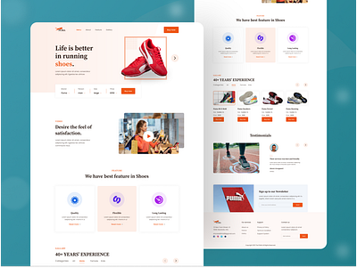 Shoes Selling Landing Page UI Design app branding clean design ecommerce fashion landing landing page minimal product puma shoes shoes sport templates ui ux visual web webdesign website