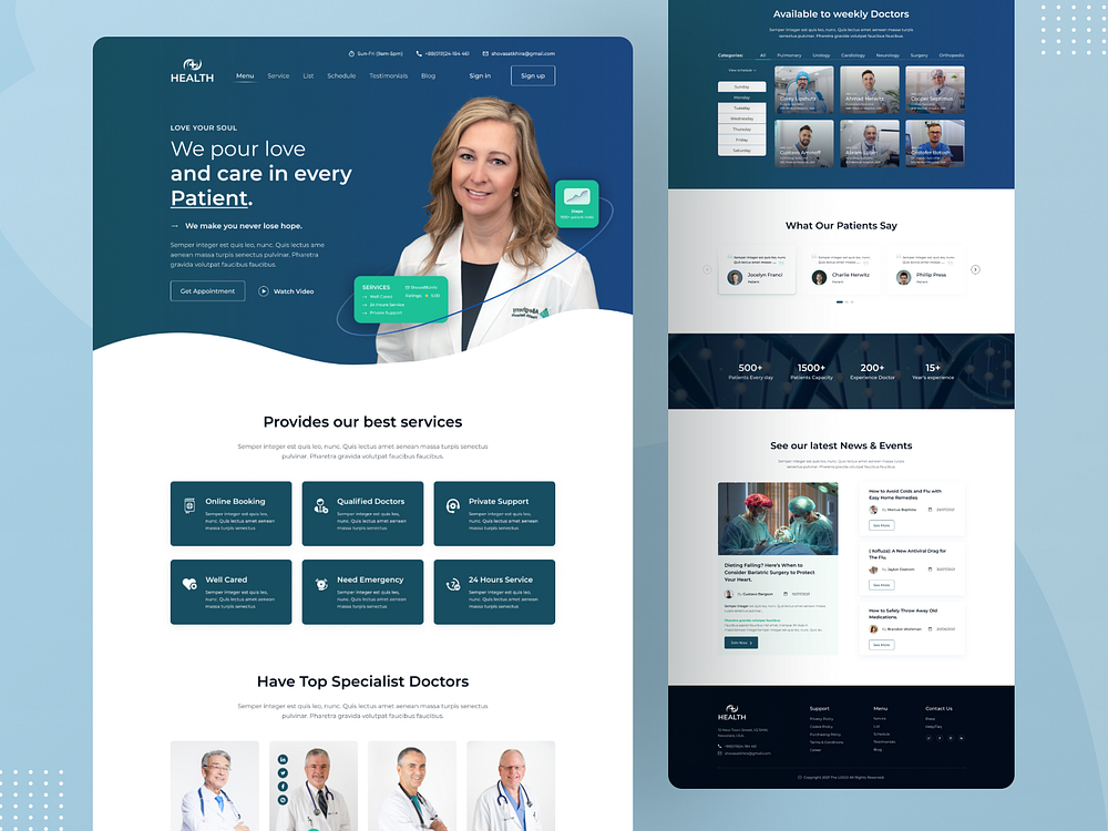 Doctor's Foundation Medical Landing Page by Mostafijur Rahman on Dribbble