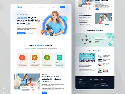 Health-Care: Doctor Landing Page UI Design. clean clinic dental clinic dental landing dental website design doctor website doctors graphic design health healthcare healthcare landing landing page medical medical website popular shot typography ui design ux design web design website