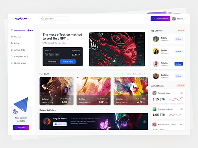 NFT Dashboard Wax-V UI Design.