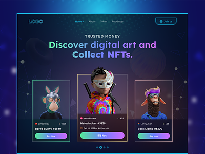 NFT Dark Theme Landing Page.