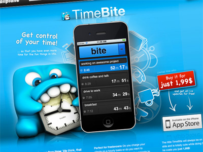 sailplane - TimeBite Website app bite blue clock cute monster sailplane timebite website