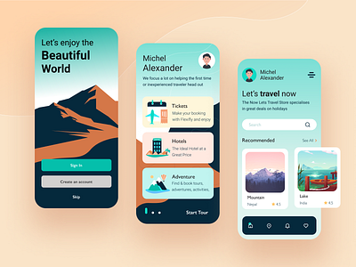 Travel App app design dribbble illustration ui vector