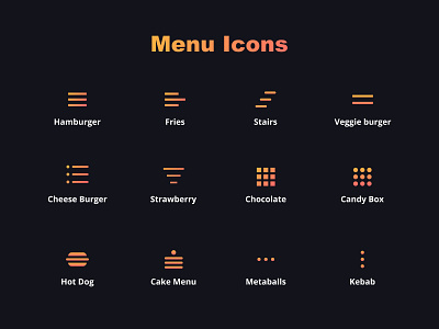 Menu Icons Design ☰
Minimal Set Hamburger Menu Icons
