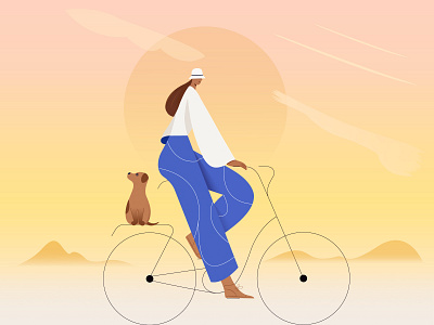 Cycling Illustration 2d adobe illustrator bicycle bike character character design cycling dog female flat girl illustration lady ride riding sport texture vector woman women