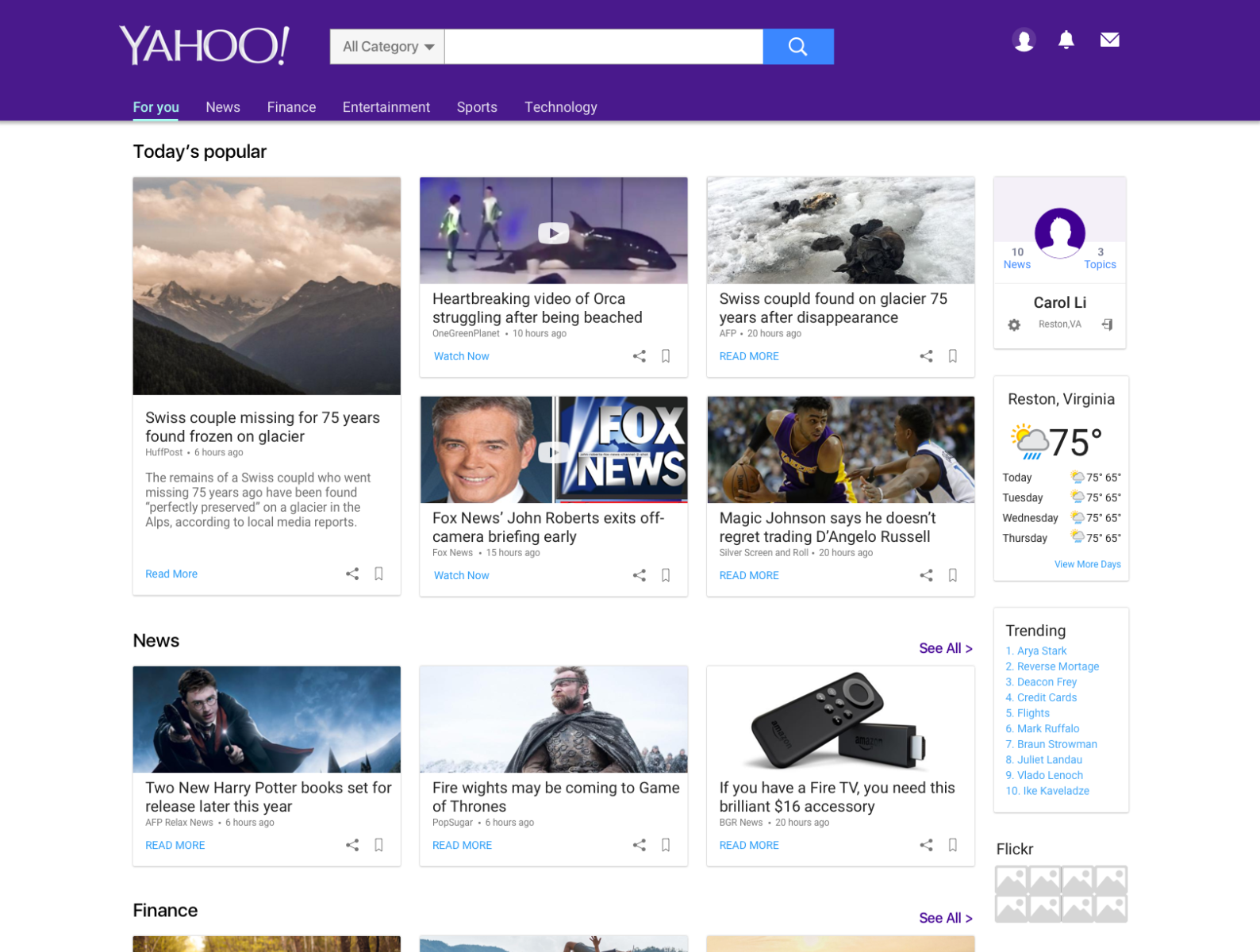 Yahoo Redesign Home Pagee By Carolli On Dribbble   Home Purple 