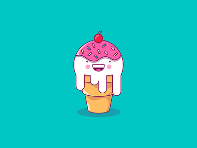 Ice Cream 🍦 character character design characters design designer flat design food food and drink food illustration happy ice cream ice cream cone icecream illustration illustrator smile vector