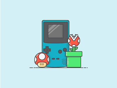 Gameboy flat design game gameboy icon icon design illustration mario nintendo