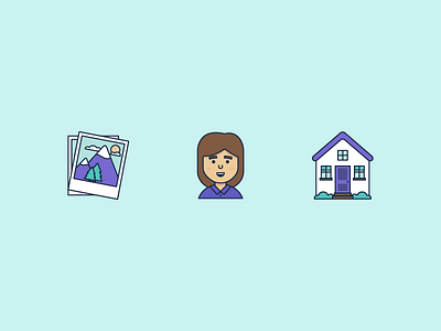 Icon design for company presentation character girl home house iconography icons person photo photograph picture presentation women