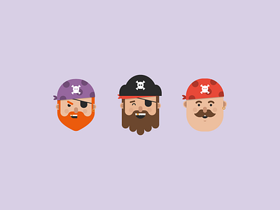 Pirate Emoji's character character design emojis expressions flat design illustrator people pirate vector