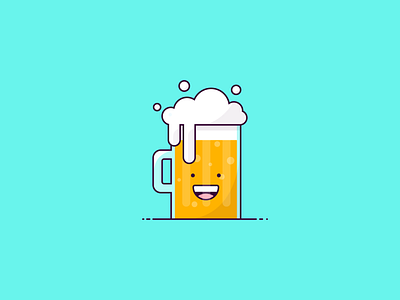 Happy Beer 🍻 beer character character design characters cheers design designer drink flat design illustration illustrator pint vector