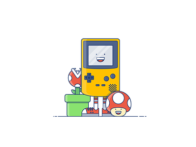 Gamer Guy 🎮 character character design characters console design designer flat design game game console gameboy happy illustration illustrator mario mario bros nintendo trainers vector