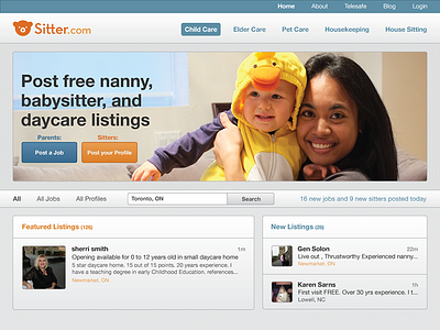 Sitter.com Landing Page