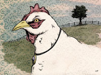 Ms. Hen animal character digital illustration illustration