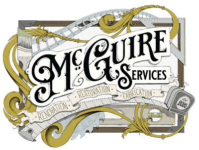 McGuire Services Signage custom typography design digital illustration illustration typography