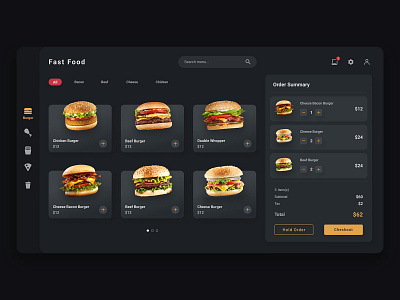 Fast Food - Point of Sale System App app burger design fast food fastfood flat food minimal pos ui ux