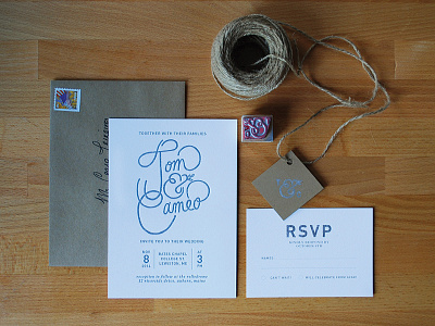Hand Lettered Invitations design hand lettering invitations letterpress print rustic stamp wedding