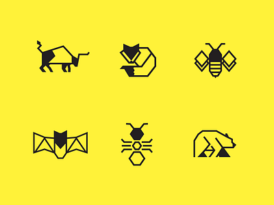 Animal Icons animals ant bat bear bee branding bull fox icon identity logo