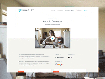Udacity Nanodegree slider video avatar graph cards typography website focus lab