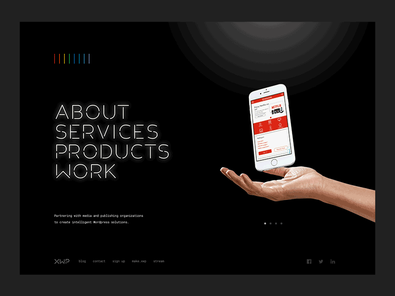 XWP Intro Animation navigation hand iphone nav homepage website ui focus lab