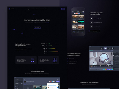 Frame.io Features Page browser device features focus lab graph icons website