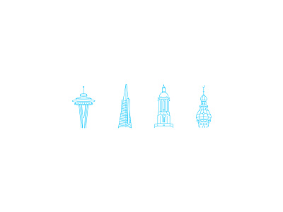 Cities city focus lab icons landmark monoline penn pyramid skyline space needle tampa transamerica