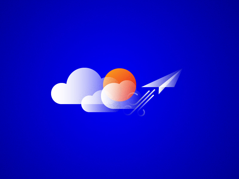 soarin' sky grain texture illo cloud airplane paper moon sun illustration focus lab