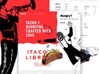 ¡Gordo Taqueria! burrito focus lab illustration landing page lettering luchador menu mexican one pager restaurant taco