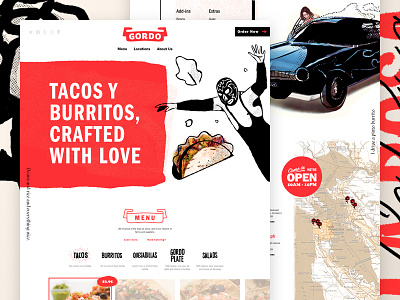 ¡Gordo! banner burrito car focus lab lettering menu mexican restaurant taco