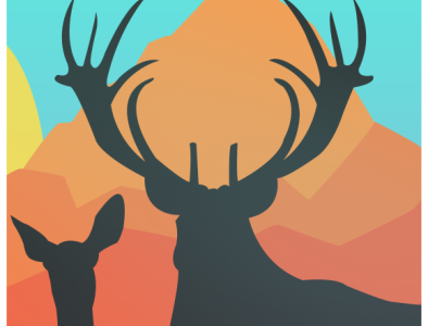 in the arms of nature animals calm deer graphic design logo photoshop sunset