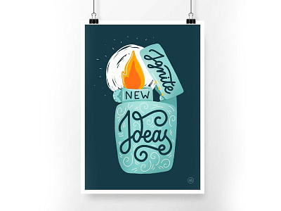 Ignite new ideas colorful design drawing flat hand lettering illustration ipadpro poster texture typography