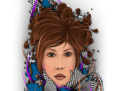 Miss 318 illustration blue brown character design face illustration portrait purple woman