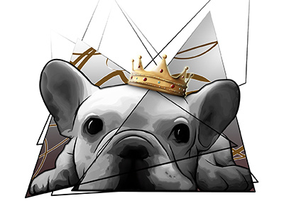 Pepe The Giant v.2 black and white crown dog french bulldog illustration layers pepe poster stencil wacom
