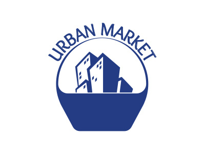Urban Market logo basket blue building city graphic logo logotype market shopping urban