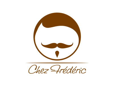 Chez Frederic logo brown deli face french logo logotype mustache restaurant