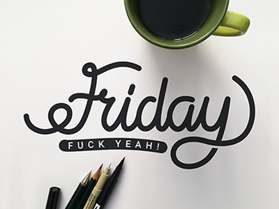 Friday! brush calligraphy coffee friday graphic handlettering lettering logo type typography