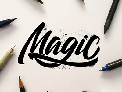 Magic brush calligraphy color hand lettering lettering magic type typography