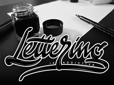 Lettering is addictive black brush calligraphy hand lettering lettering logo photoshop type typography workspace