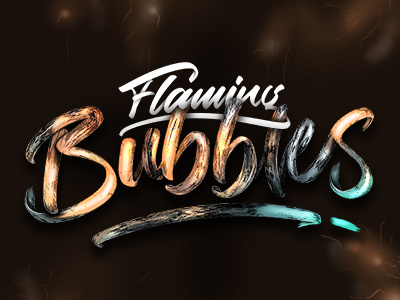 Inky flaming bubbles calligraphy color effect fire font lettering logo photoshop script type typography