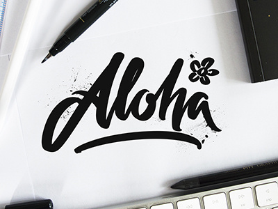 Aloha! angeloknf brush calligraphy flower hand lettering inspiration lettering logo type typography