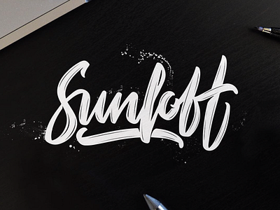 Sunloft logo angeloknf black branding brush calligraphy design font hand lettering hand lettering handlettering illustration inspiration lettering logo photoshop script type typography vector workspace