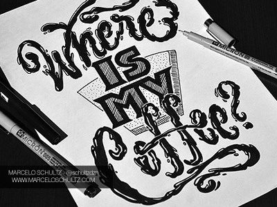 FRIDAY YOU BASTARD! Where is my Coffee ? coffee drawing friday illustration lettering pen tgif typography