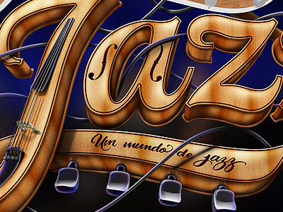 I Love Jazz illustration jazz lettering music photoshop texture typography wood