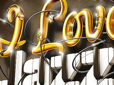 I Love Jazz - Jazz Festival design drums festival illustration jazz lettering music photoshop piano saxophone texture typography