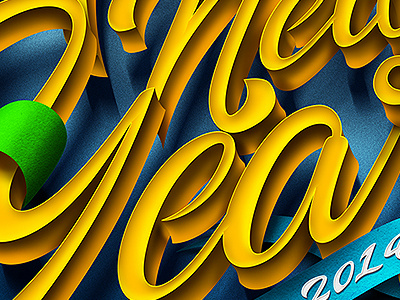 Happy New Year ! Small shot 2014 3d design lettering photoshop texture type typography