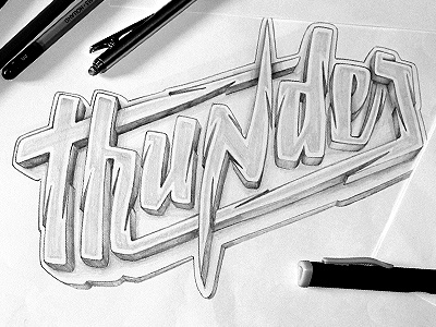 Logotype "Thunder" - design drawing illustration letter lettering logo logotype sketch sketchbook thunder type typography