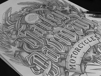 Sketch - Harley-Davidson design harley hd illustration lettering motorcycle sketch sketchbook typography